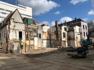 monumentale panden Spui tijdens restauratie